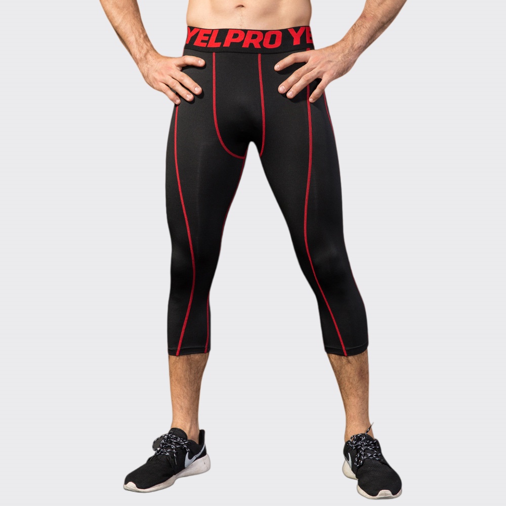 Sports Equipment Logo - Męskie legginsy kompresyjne do fitnessu, odzież